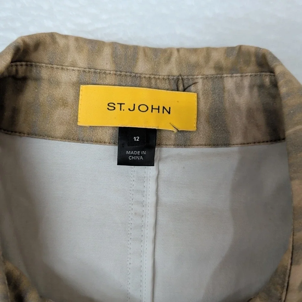 St John Sport Ombre Animal Print Full Zip Jacket Blazer Sz 12 Designer